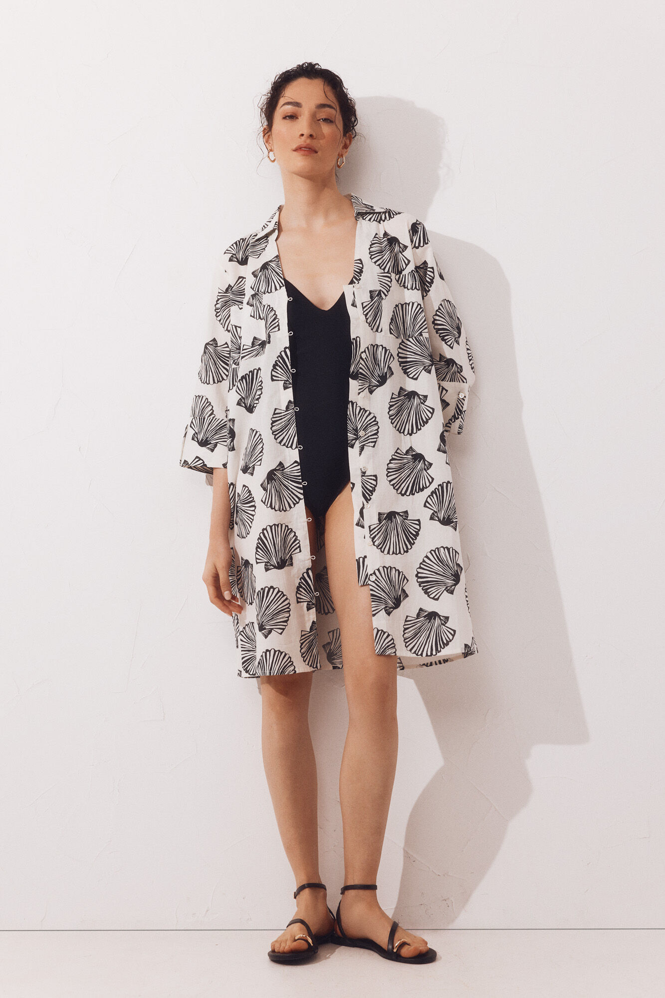 Cortefiel Caft&aacute;n camisero algod&oacute;n estampado