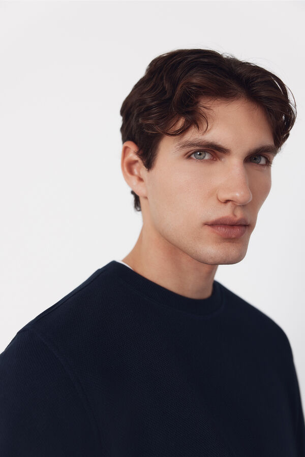 Cortefiel Sudadera estructura cuello caja Azul marino