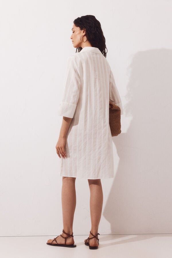 Cortefiel Caft&aacute;n camisero lurex Marfil