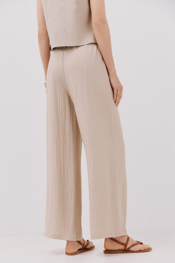 Cortefiel Pantalón fluido ancho Estampado marrón