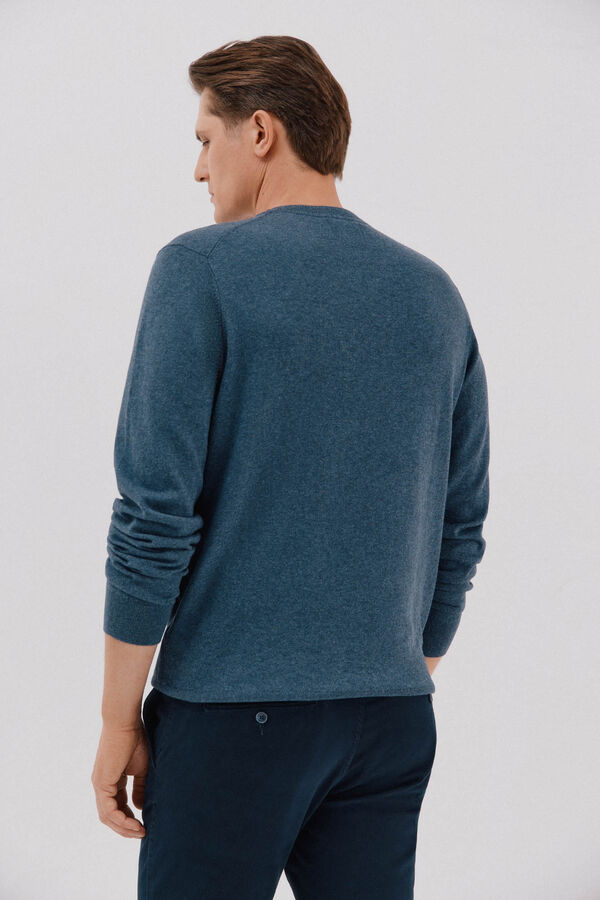 Cortefiel Jersey algodón cashmere cuello caja Azul oscuro