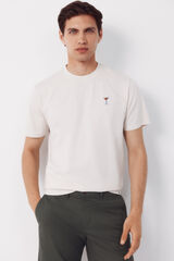 Cortefiel Camiseta bordado Marfil