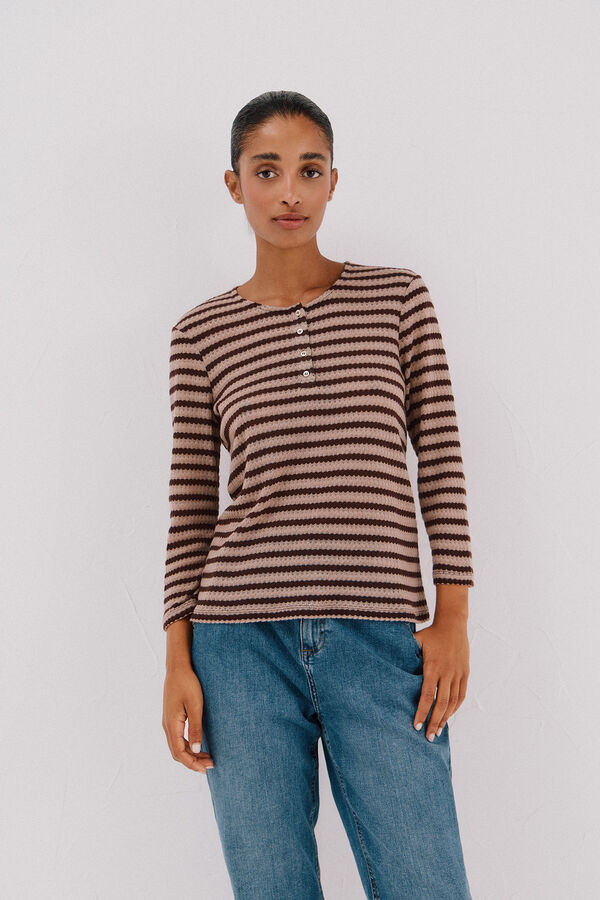 Cortefiel Top estructura rayas Marrón oscuro