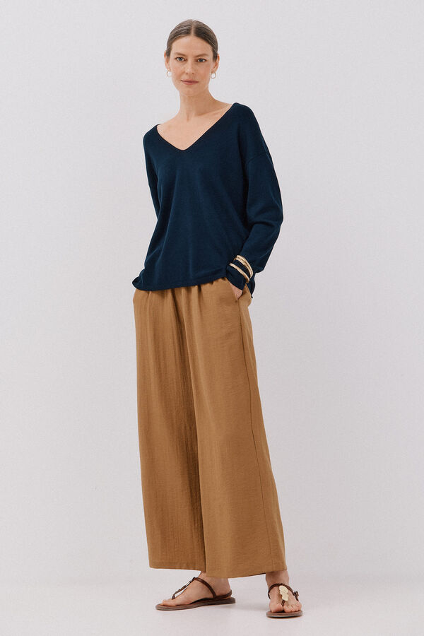 Cortefiel Suéter escote pico Azul marino