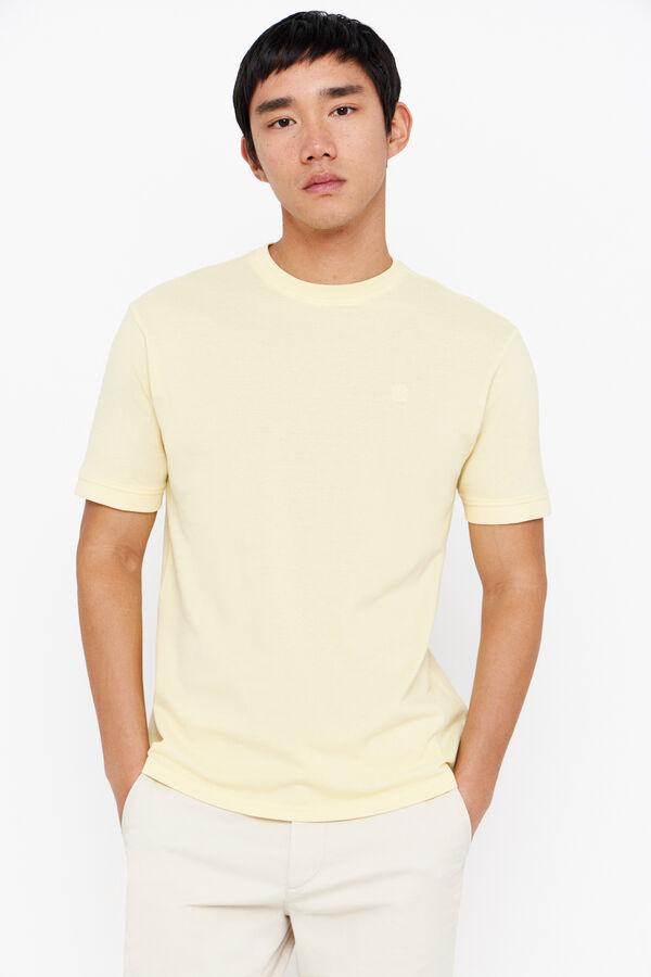 Cortefiel Camiseta básica piqué Amarillo