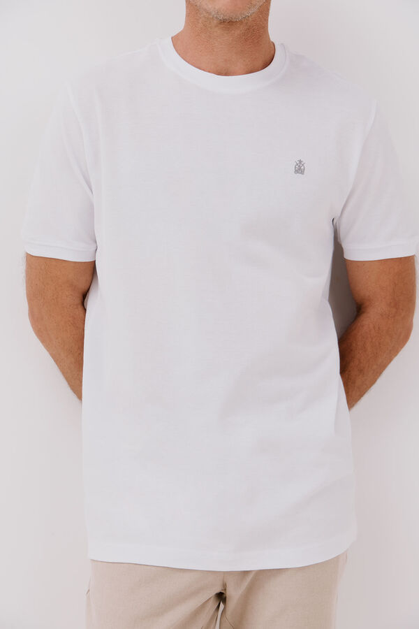 Cortefiel Playera básica piqué Blanco