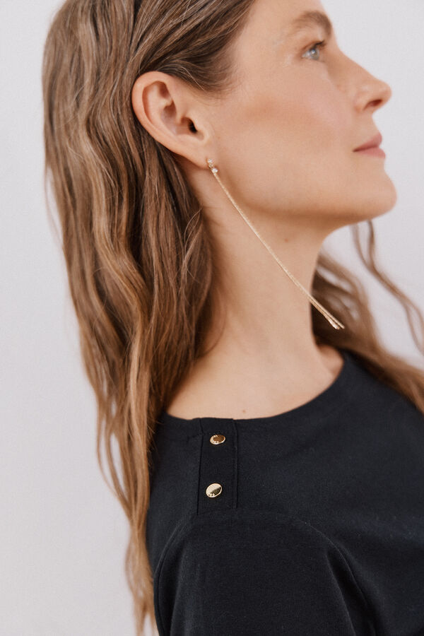 Cortefiel Playera barco botones Negro