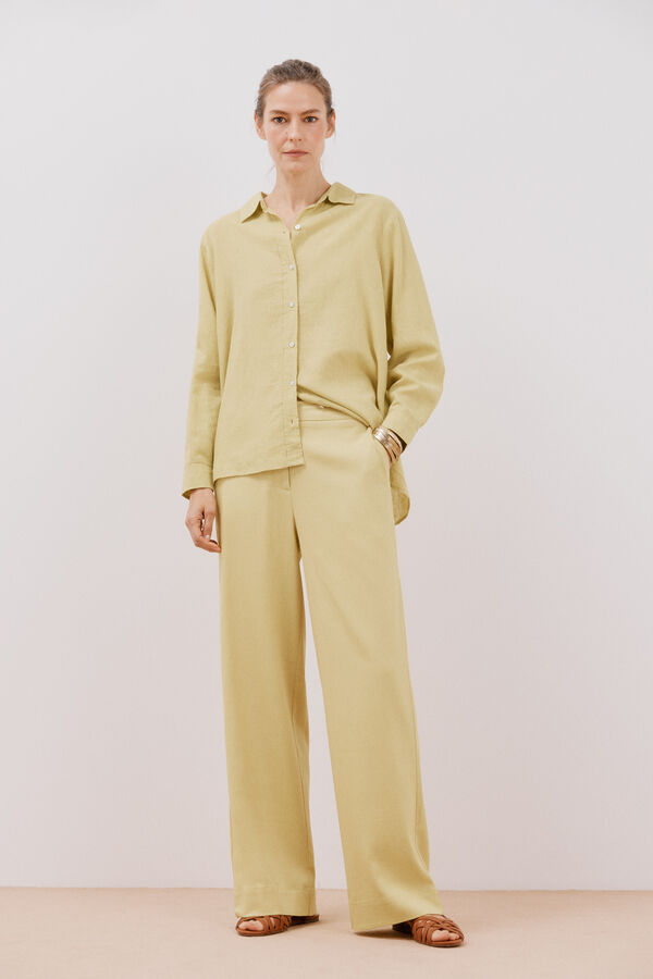 Cortefiel Pantalón lino Amarillo