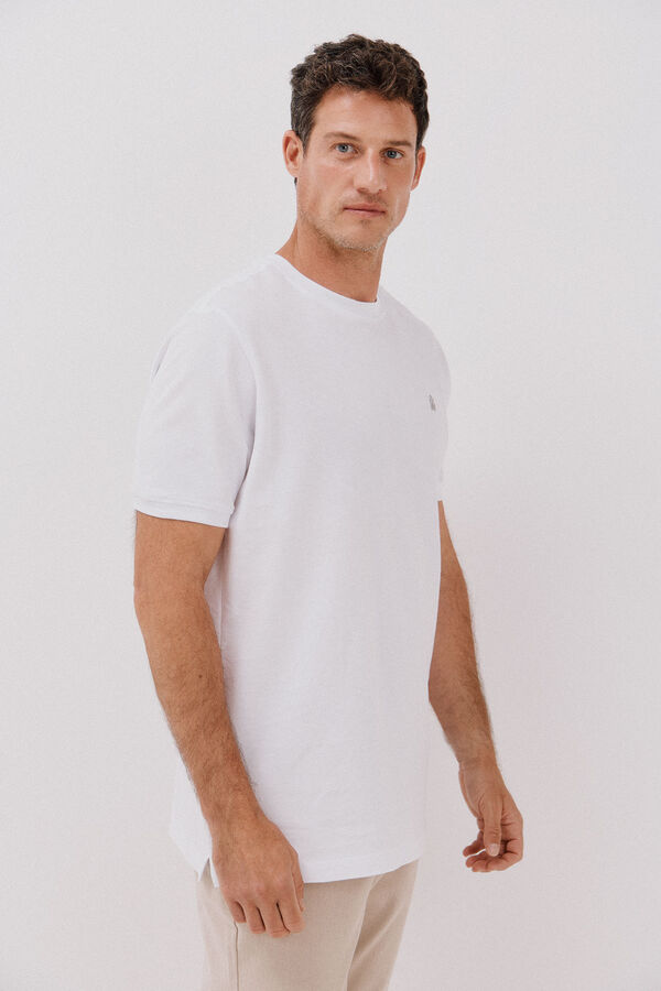 Cortefiel Playera básica piqué Blanco