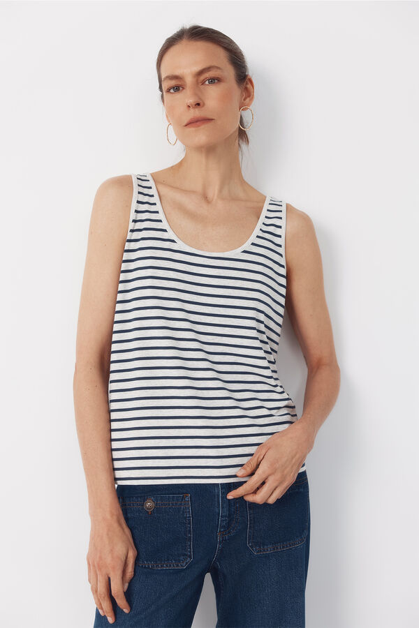 Cortefiel Top de rayas con tirantes Estampado azul