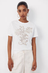 Cortefiel Playera con bordado posicional Estampado blanco