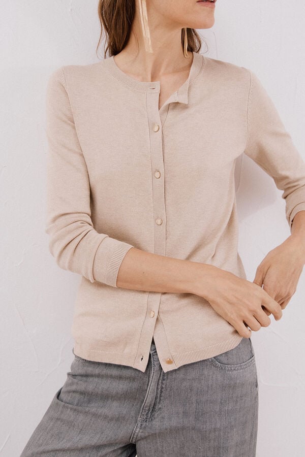 Cortefiel Su&eacute;ter de tejido fino Beige