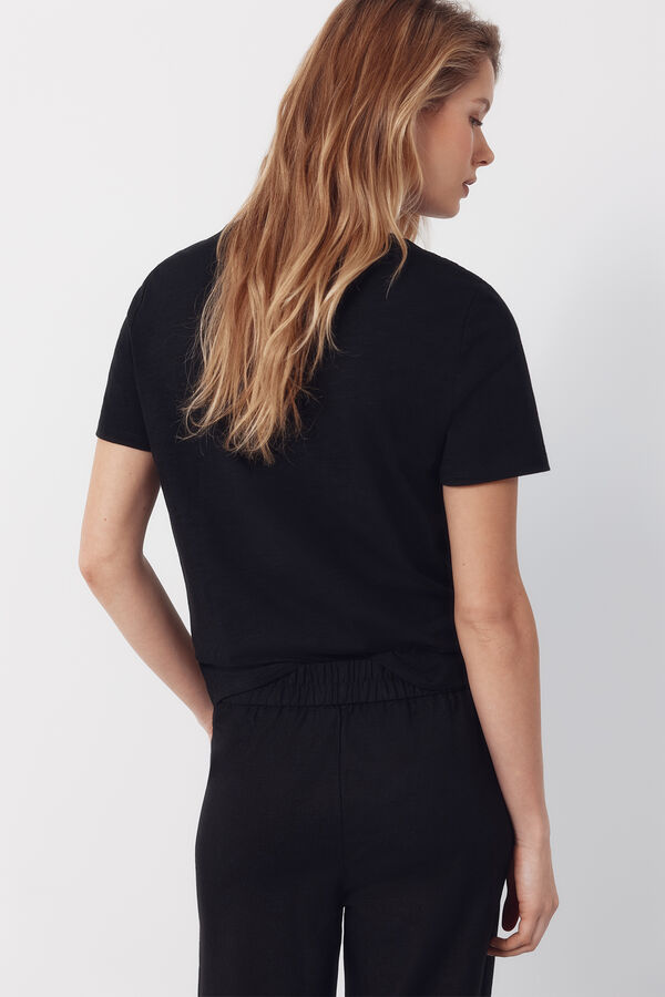 Cortefiel Playera sin mangas de guipur Negro