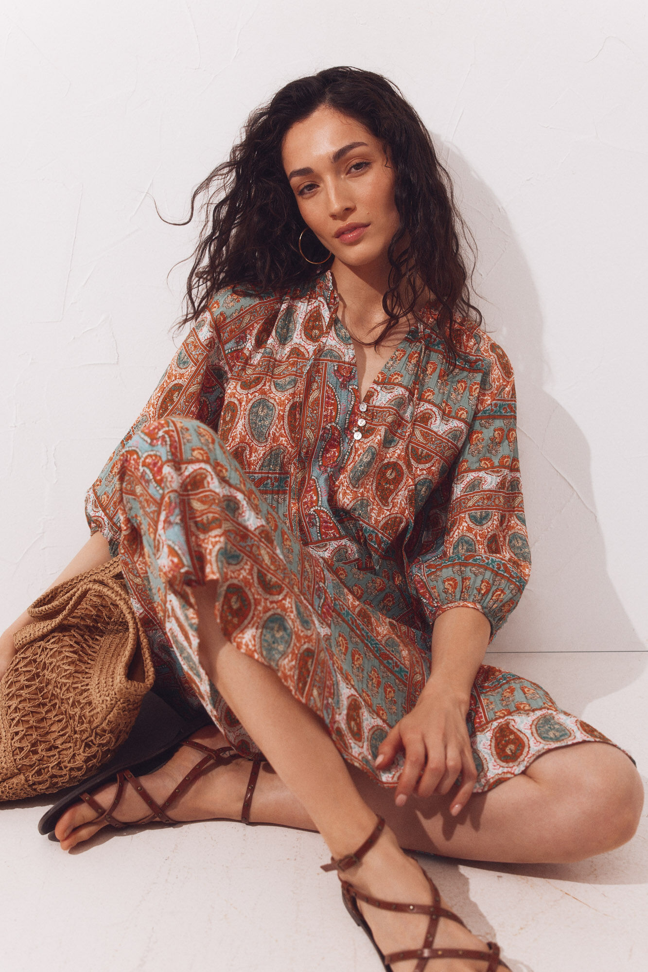 Cortefiel Caftan estampado amplio