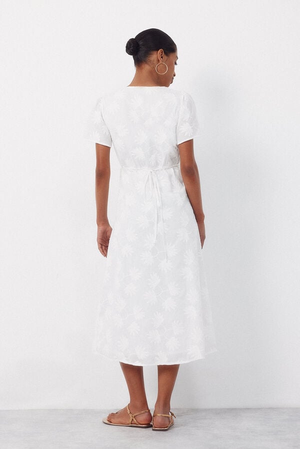 Cortefiel Vestido bordado Blanco
