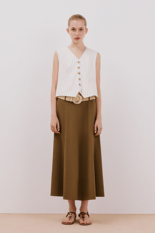 Cortefiel Falda midi capa Kaki