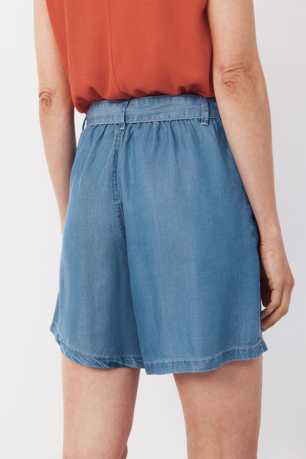 Cortefiel Bermudas fluidas de tencel Azul