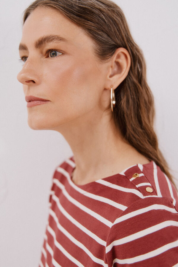 Cortefiel Playera barco botones Estampado gris