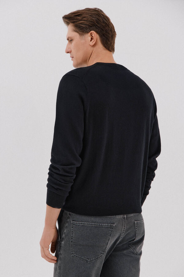 Cortefiel Jersey algodón cashmere cuello caja Negro