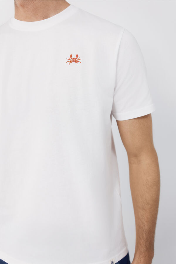 Cortefiel Camiseta bordado Blanco