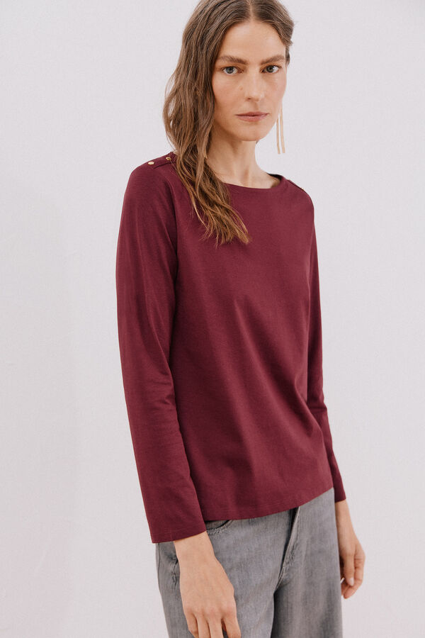 Cortefiel Playera barco botones Vino