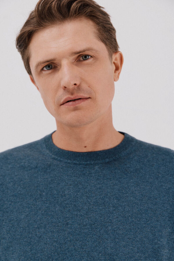 Cortefiel Jersey algodón cashmere cuello caja Azul oscuro