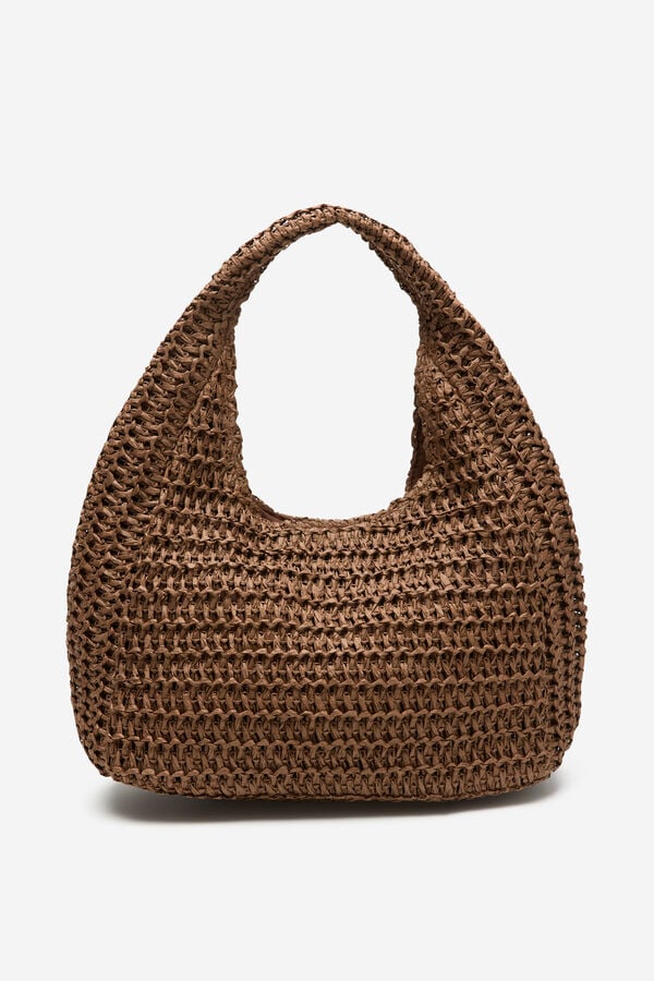 Cortefiel Bolsa hobo trenzada Marr&oacute;n oscuro