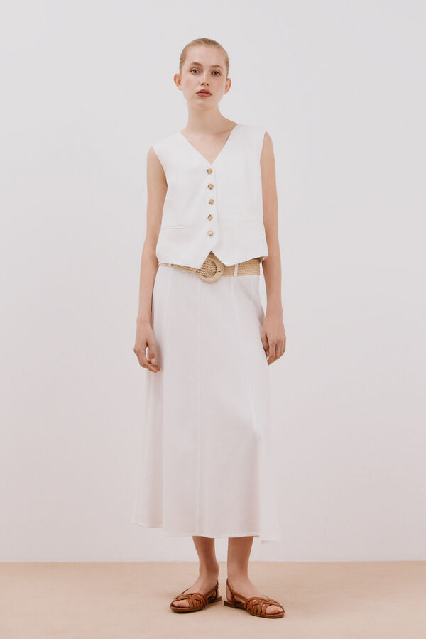 Cortefiel Falda midi capa Blanco