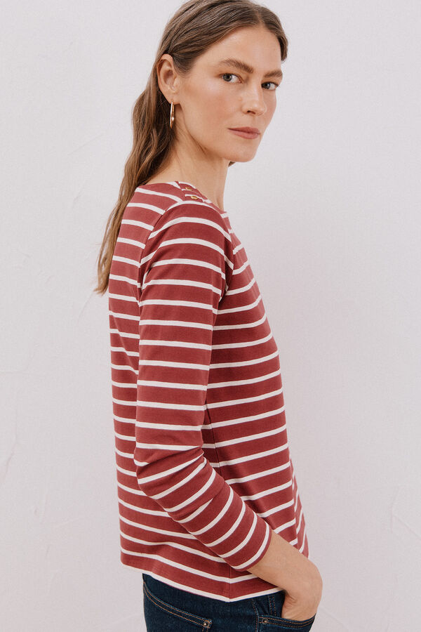 Cortefiel Playera barco botones Estampado gris