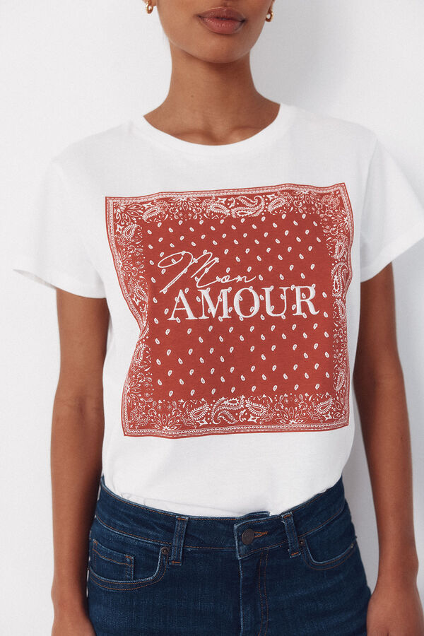 Cortefiel Camiseta estampado posicional Estampado rojo