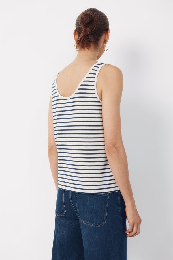 Cortefiel Top de rayas con tirantes Estampado azul