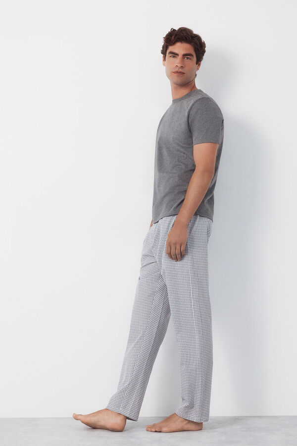 Cortefiel Set de pijama punto y tela Gris
