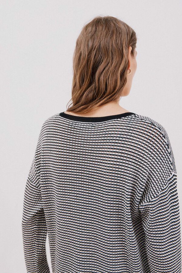 Cortefiel Suéter tejido bicolor Negro