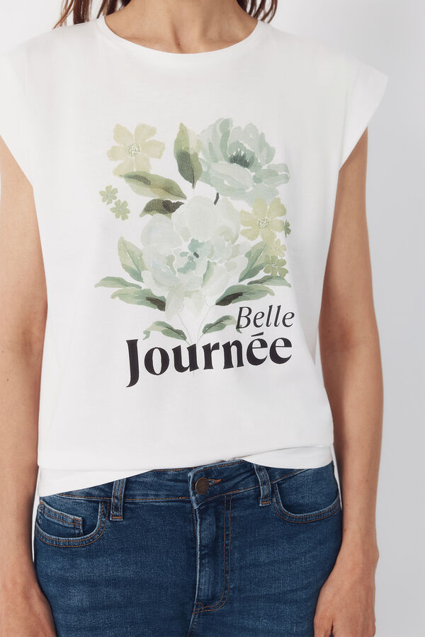 Cortefiel Playera estampada Blanco