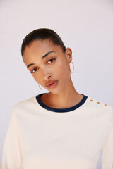 Cortefiel Playera básica botones dorados Marfil