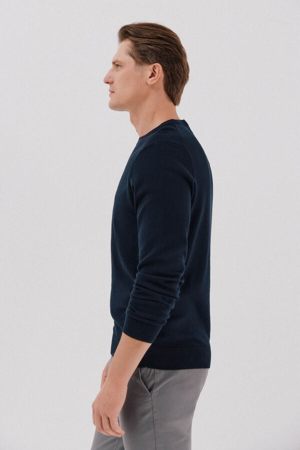 Cortefiel Jersey algodón cashmere cuello caja Azul marino