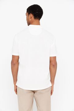 Cortefiel Polo piqué slub con cuello abierto Marfil