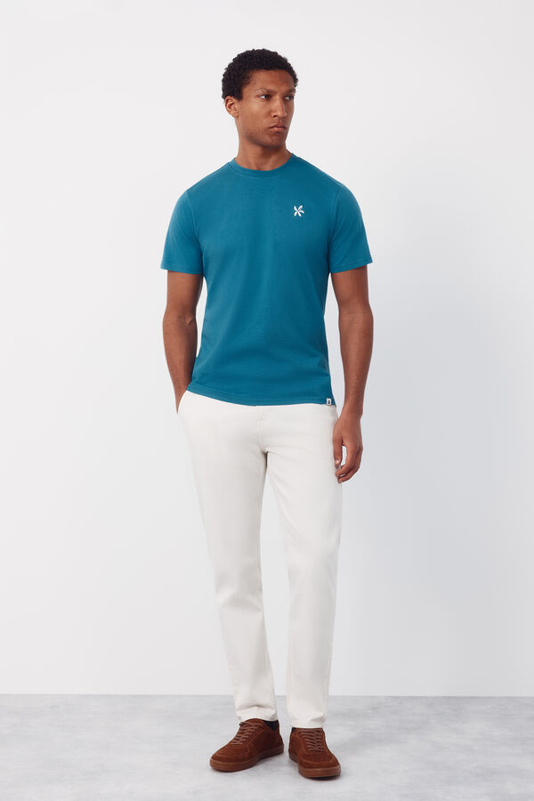 Cortefiel Camiseta bordado Azul