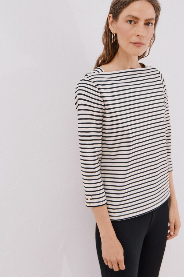 Cortefiel Playera básica barco Estampado blanco