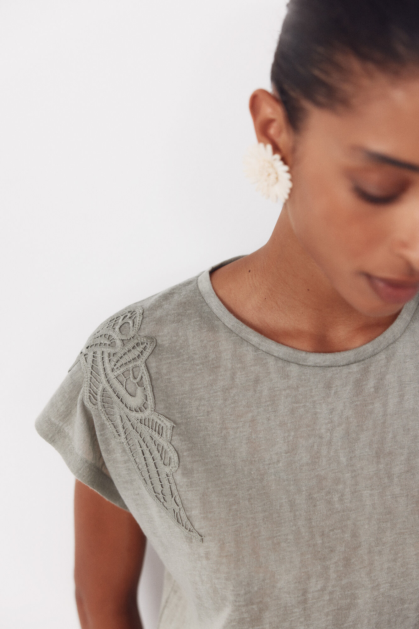 Cortefiel Playera efecto lino con parches