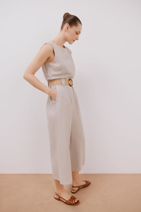 Cortefiel Jumpsuit con cinturón a contraste Arena