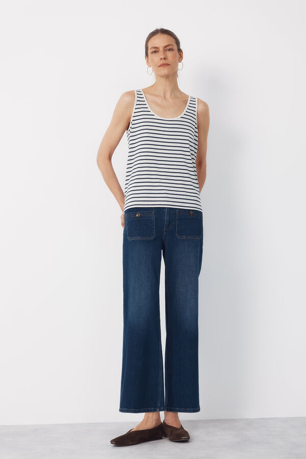 Cortefiel Top de rayas con tirantes Estampado azul
