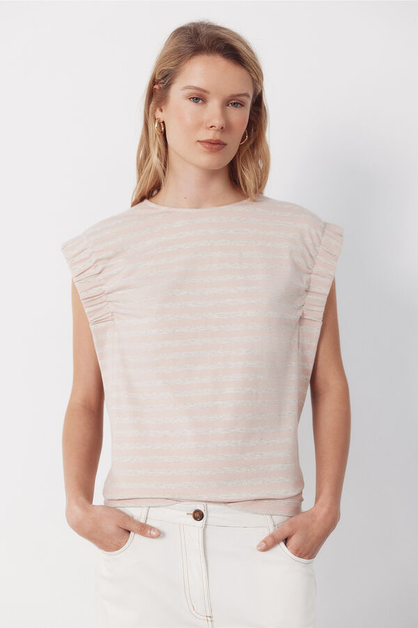 Cortefiel Playera con frunce en la sisa Rosa