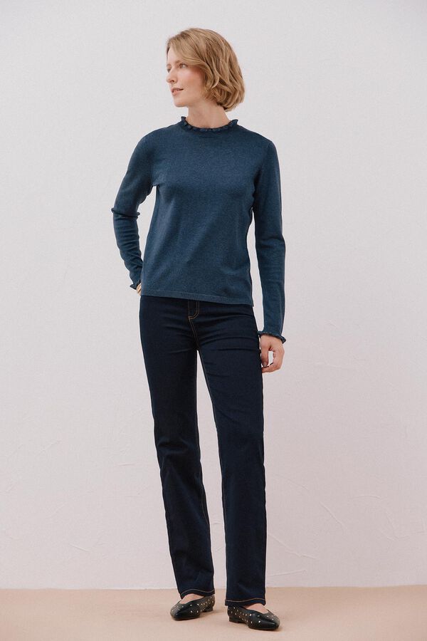 Cortefiel Chaleco calado bicolor Azul