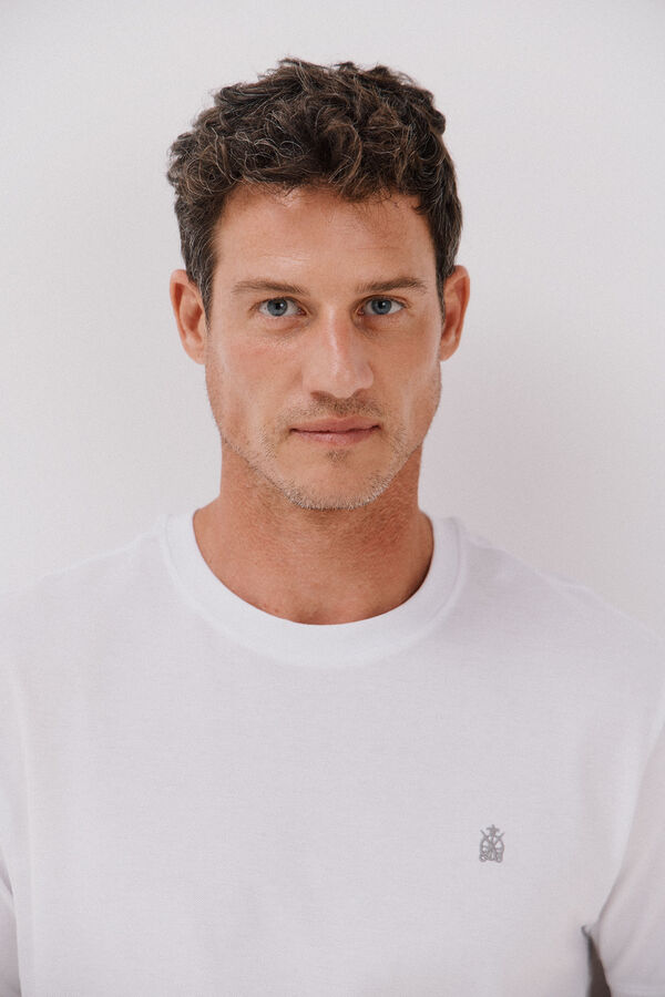 Cortefiel Playera básica piqué Blanco