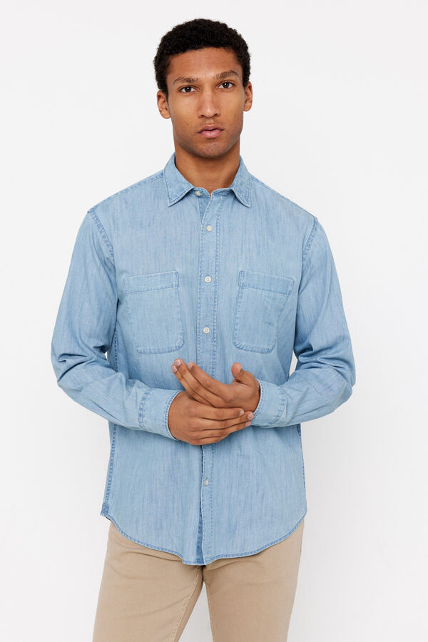 Cortefiel Camisa denim utility Azul