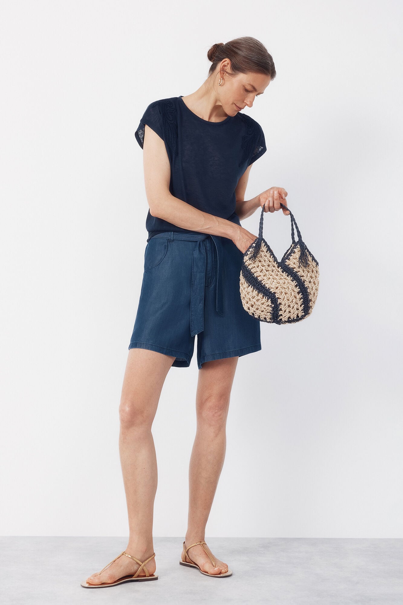 Cortefiel Playera efecto lino con parches