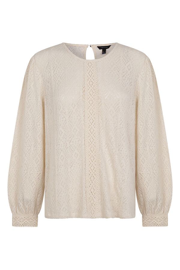 Cortefiel Top rústico puntillas Marfil