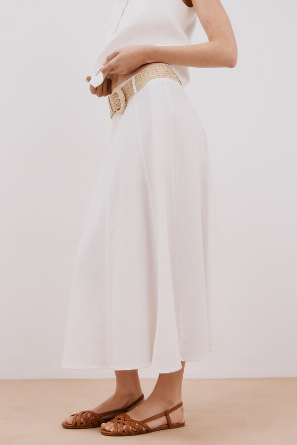 Cortefiel Falda midi capa Blanco