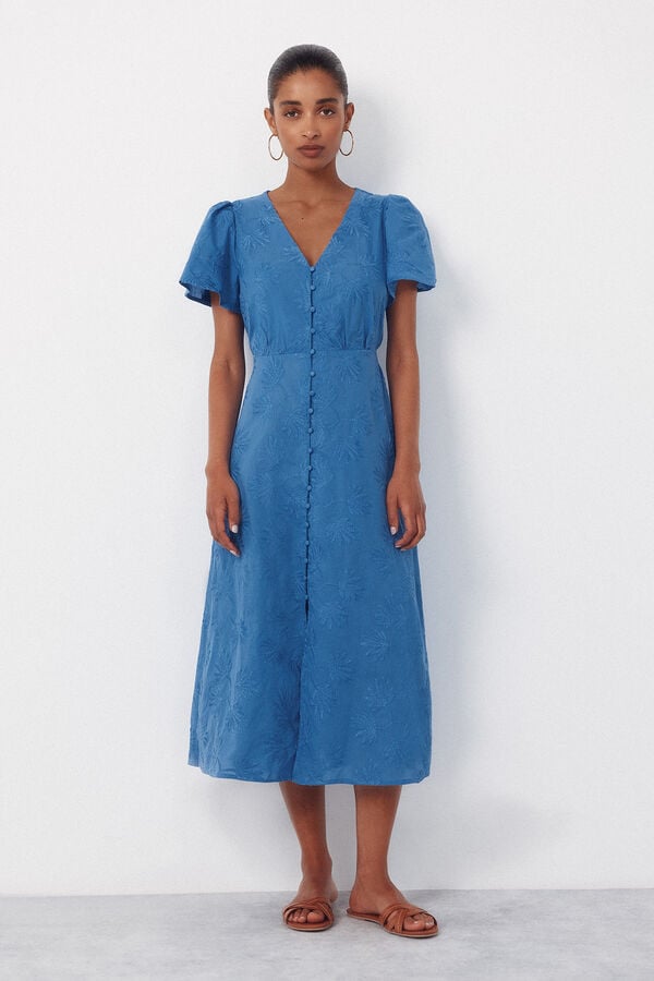 Cortefiel Vestido bordado Azul